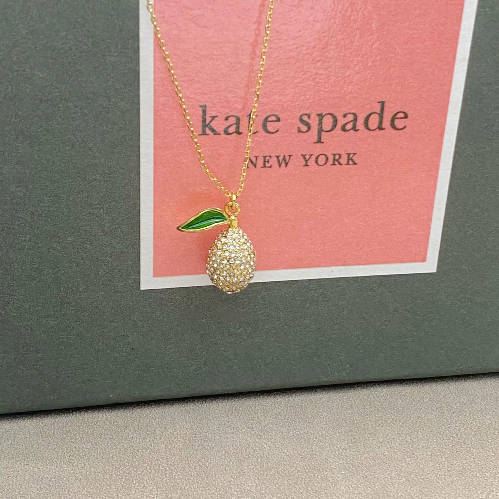 kate spade Enamel Green Leaf Full Diamond Grapefruit Earrings Necklace